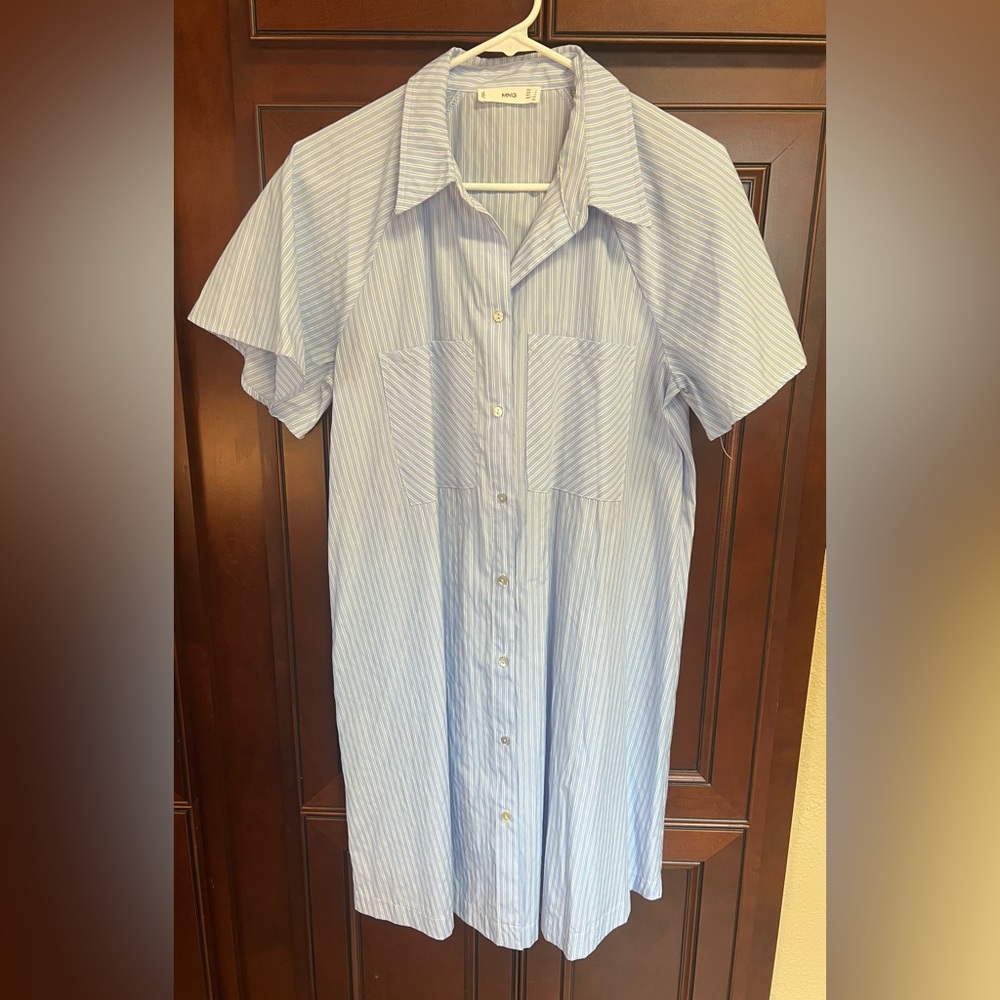 Mango Blue Stripe Shirtdress